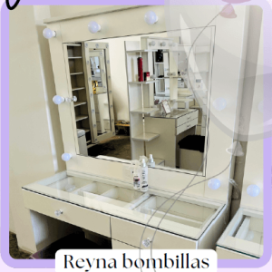 Vanity 1m Reyna con luces tipo bombillas – Tocador moderno de 1 metro