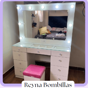 Tocador 1.20m Reyna Bombillas con Espejo y Luces LED